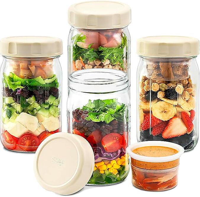 glass salad jars with dressing compartments glass salad jars with dressing compartments