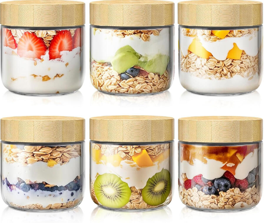 glass overnight oats jars with bamboo lids glass overnight oats jars with bamboo lids